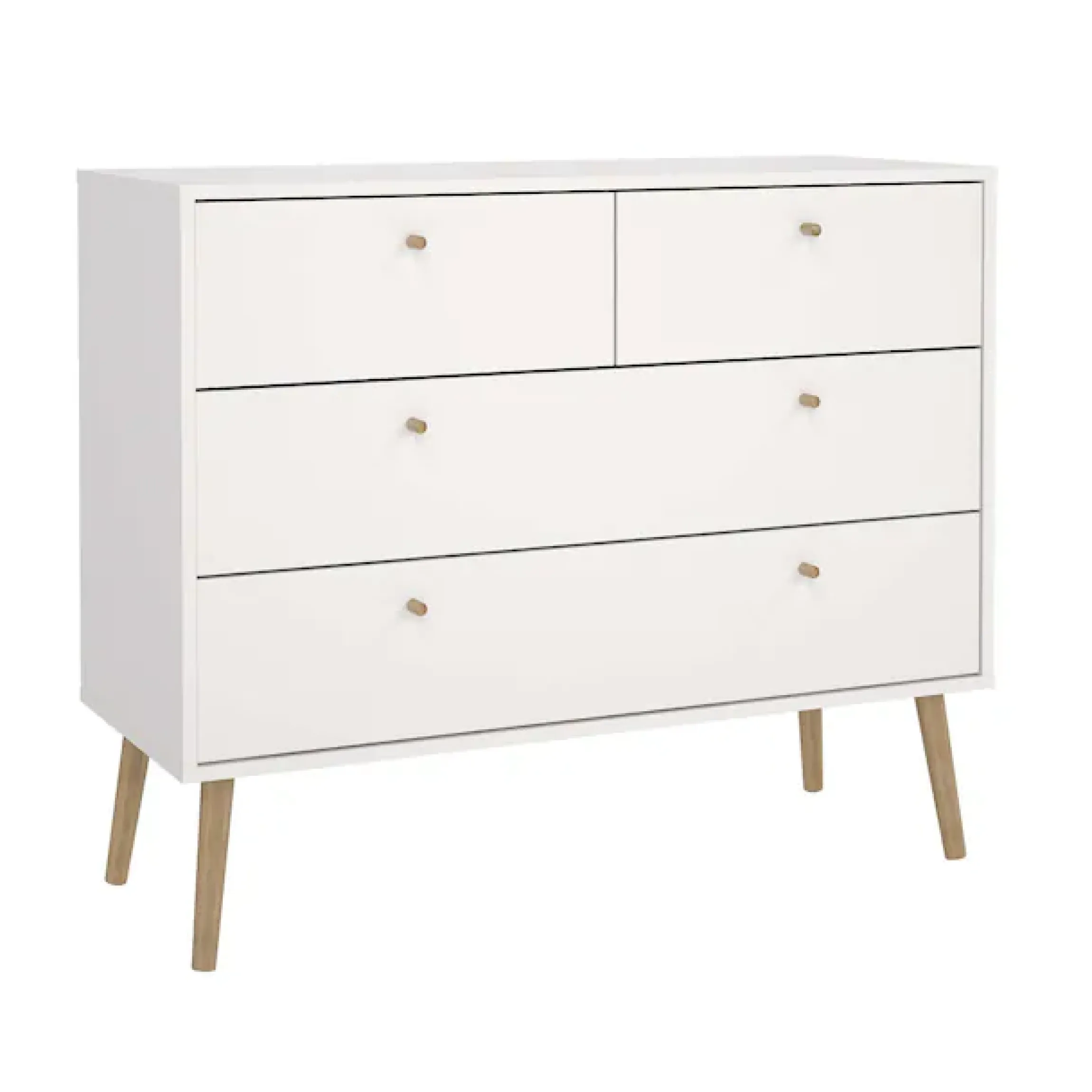 Home affaire Kommode »Bodo, Aufbewahrung, Schubladenschrank, Stauraum, modern, Breite 99 cm« 4 Schubladen, Weiß oder Schwarz, Beine und Griffe aus Echtholz