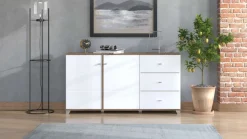 Home affaire Kommode »Burgundy Sideboard, Schubladenschrank, mit viel Stauraum« Hochglanzfronten und eine Innenausstattung in Flagstaff Eiche