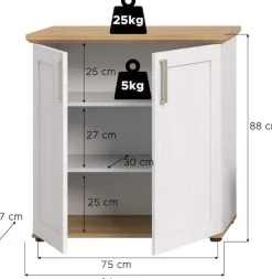 Home affaire Kommode »Cosenza« Cosenza Highboard 88 cm, 2 Türen, 3 Fächer, Wohnzimmer