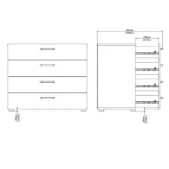Home affaire Kommode »Dallas« Sideboard mit 4 Schubkästen, Breite 80,2 cm