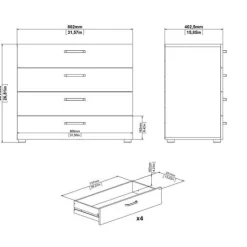 Home affaire Kommode »Dallas« Sideboard mit 4 Schubkästen, Breite 80,2 cm
