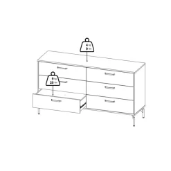 Home affaire Kommode »Dana, Aufbewahrung, Schubladenschrank, Stauraum« Sideboard mit 6 Schubladen, Metallbeine, Breite 138 cm
