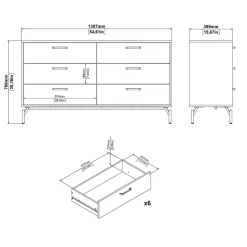 Home affaire Kommode »Dana, Aufbewahrung, Schubladenschrank, Stauraum« Sideboard mit 6 Schubladen, Metallbeine, Breite 138 cm