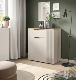 Home affaire Kommode »EDIL, Breite 80 cm, 2 Türen, 1 Schubkasten, 1 Einlegeboden, 3 Fächer« Garderobenschrank, Schuhschrank, Schuhkommode, Sideboard, Anrichte