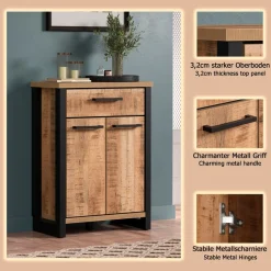 Home affaire Kommode »Elda« 1 Stk. tlg. Kommode mit 2 Türen, 1 Schublade mit Vollauszug – (B/T/H) 73/39/100 cm
