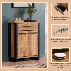 Home affaire Kommode »Elda« 1 Stk. tlg. Kommode mit 2 Türen, 1 Schublade mit Vollauszug – (B/T/H) 73/39/100 cm