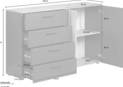 Home affaire Kommode »Estepona« 1 Stk. tlg. Schubladenschrank in Rillenoptik mit Vollauszug-Funktion