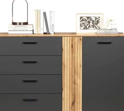 Home affaire Kommode »Estepona« 1 Stk. tlg. Schubladenschrank in Rillenoptik mit Vollauszug-Funktion