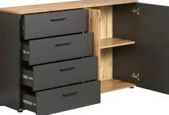 Home affaire Kommode »Estepona« 1 Stk. tlg. Schubladenschrank in Rillenoptik mit Vollauszug-Funktion