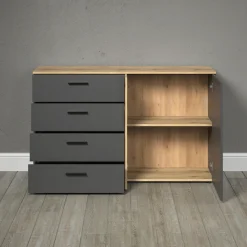 Home affaire Kommode »Estepona« 1 Stk. tlg. Sideboard mit voll ausziehbaren Schubladen - (B/T/H) 139/38/86 cm