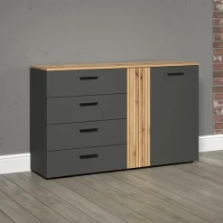 Home affaire Kommode »Estepona« 1 Stk. tlg. Sideboard mit voll ausziehbaren Schubladen - (B/T/H) 139/38/86 cm