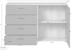 Home affaire Kommode »Estepona« 1 Stk. tlg. Sideboard mit voll ausziehbaren Schubladen - (B/T/H) 139/38/86 cm