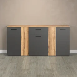 Home affaire Kommode »Estepona« Sideboard mit anpassbaren Türen mit Rillen-Optik