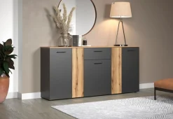 Home affaire Kommode »Estepona« Sideboard mit anpassbaren Türen mit Rillen-Optik