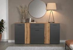 Home affaire Kommode »Estepona« Sideboard mit anpassbaren Türen mit Rillen-Optik