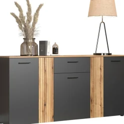 Home affaire Kommode »Estepona« Sideboard mit anpassbaren Türen mit Rillen-Optik