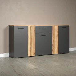Home affaire Kommode »Estepona« Sideboard mit anpassbaren Türen mit Rillen-Optik