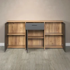 Home affaire Kommode »Estepona« Sideboard mit anpassbaren Türen mit Rillen-Optik
