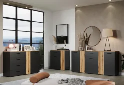 Home affaire Kommode »Estepona« Sideboard mit anpassbaren Türen mit Rillen-Optik