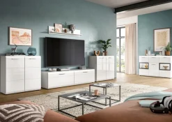 Home affaire Kommode »FLORENZ, hochwertige MDF-Front,Rillenfräsung, 2 Türen, 3 Fächer« 1 Stk. tlg. Kommode, Anrichte, Wohnzimmerschrank