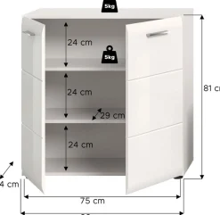 Home affaire Kommode »FLORENZ, hochwertige MDF-Front,Rillenfräsung, 2 Türen, 3 Fächer« 1 Stk. tlg. Kommode, Anrichte, Wohnzimmerschrank
