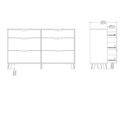Home affaire Kommode »Ikast, Schubladenschrank, Sideboard, Aufbewahrung, Stauraum« 6 Schubladen, Eingriffsmulden, Breite 156 cm