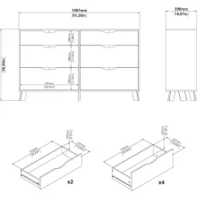 Home affaire Kommode »Ikast, Schubladenschrank, Sideboard, Aufbewahrung, Stauraum« 6 Schubladen, Eingriffsmulden, Breite 156 cm