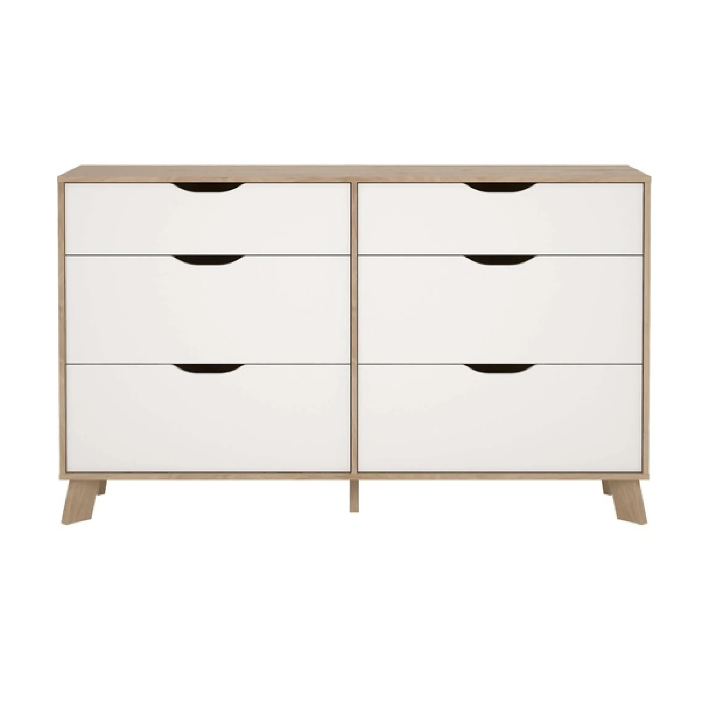Home affaire Kommode »Ikast, Schubladenschrank, Sideboard, Aufbewahrung, Stauraum« 6 Schubladen, Eingriffsmulden, Breite 156 cm