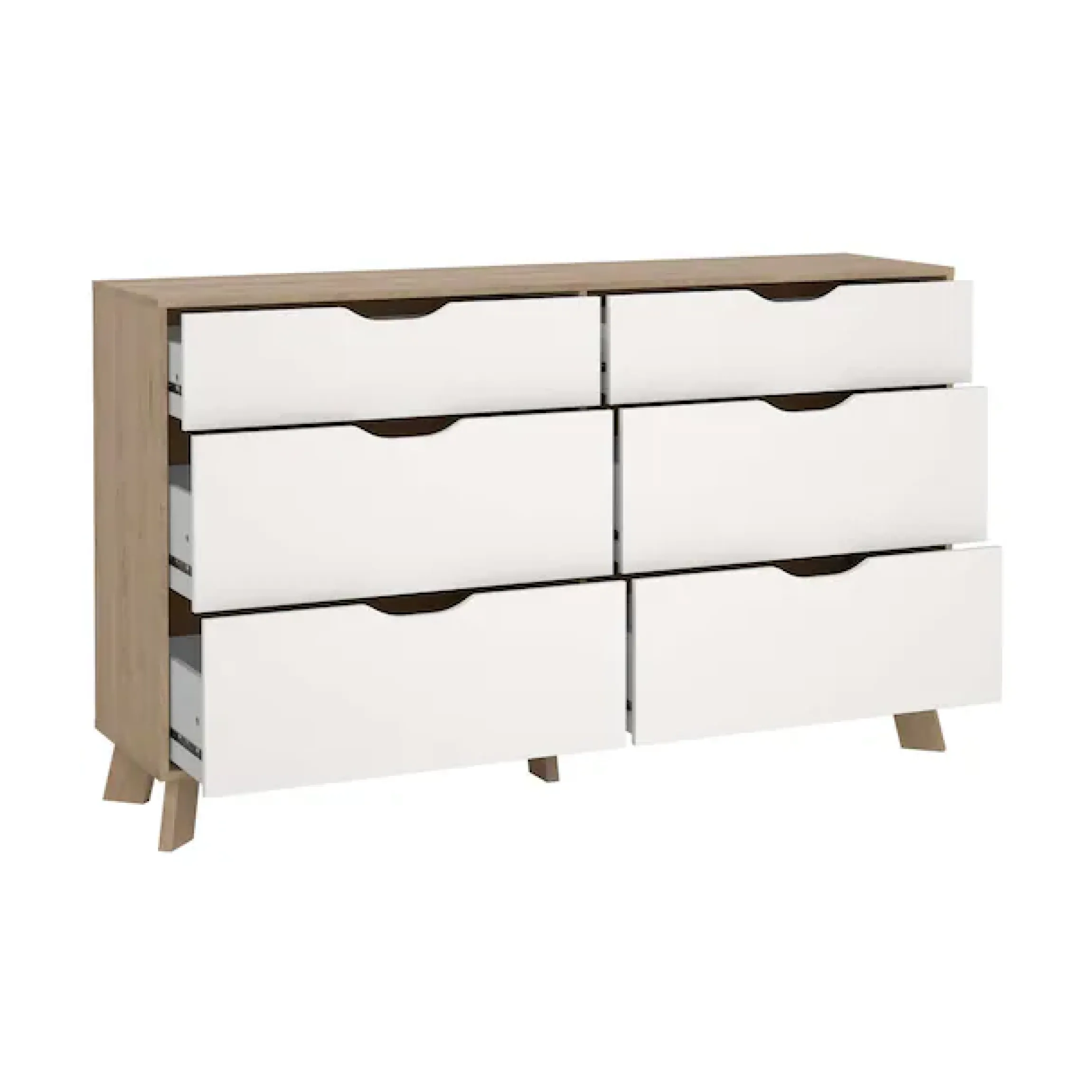 Home affaire Kommode »Ikast, Schubladenschrank, Sideboard, Aufbewahrung, Stauraum« 6 Schubladen, Eingriffsmulden, Breite 156 cm