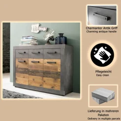 Home affaire Kommode »Ilana« Kommode mit 3 Türen & 3 Schubladen - (B/T/H) 117/37/86 cm