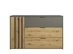 Home affaire Kommode »Kommode Loreto mit 3 Schubladen und eine Tür, B/T/H 125/36/80 cm« Kommode mit Schubladen und Drehtür sowie MDF-Lamellen