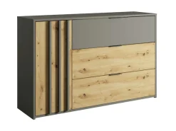Home affaire Kommode »Kommode Loreto mit 3 Schubladen und eine Tür, B/T/H 125/36/80 cm« Kommode mit Schubladen und Drehtür sowie MDF-Lamellen