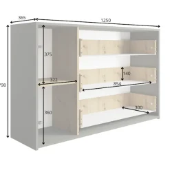 Home affaire Kommode »Kommode Loreto mit 3 Schubladen und eine Tür, B/T/H 125/36/80 cm« Kommode mit Schubladen und Drehtür sowie MDF-Lamellen