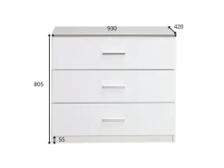 Home affaire Kommode »LANDERY Sideboard mit 3 Schubladen, weiß hochglänzend« Schubladenschrank mit viel Stauraum, Maße B/T/H: 93/42/80,5 cm