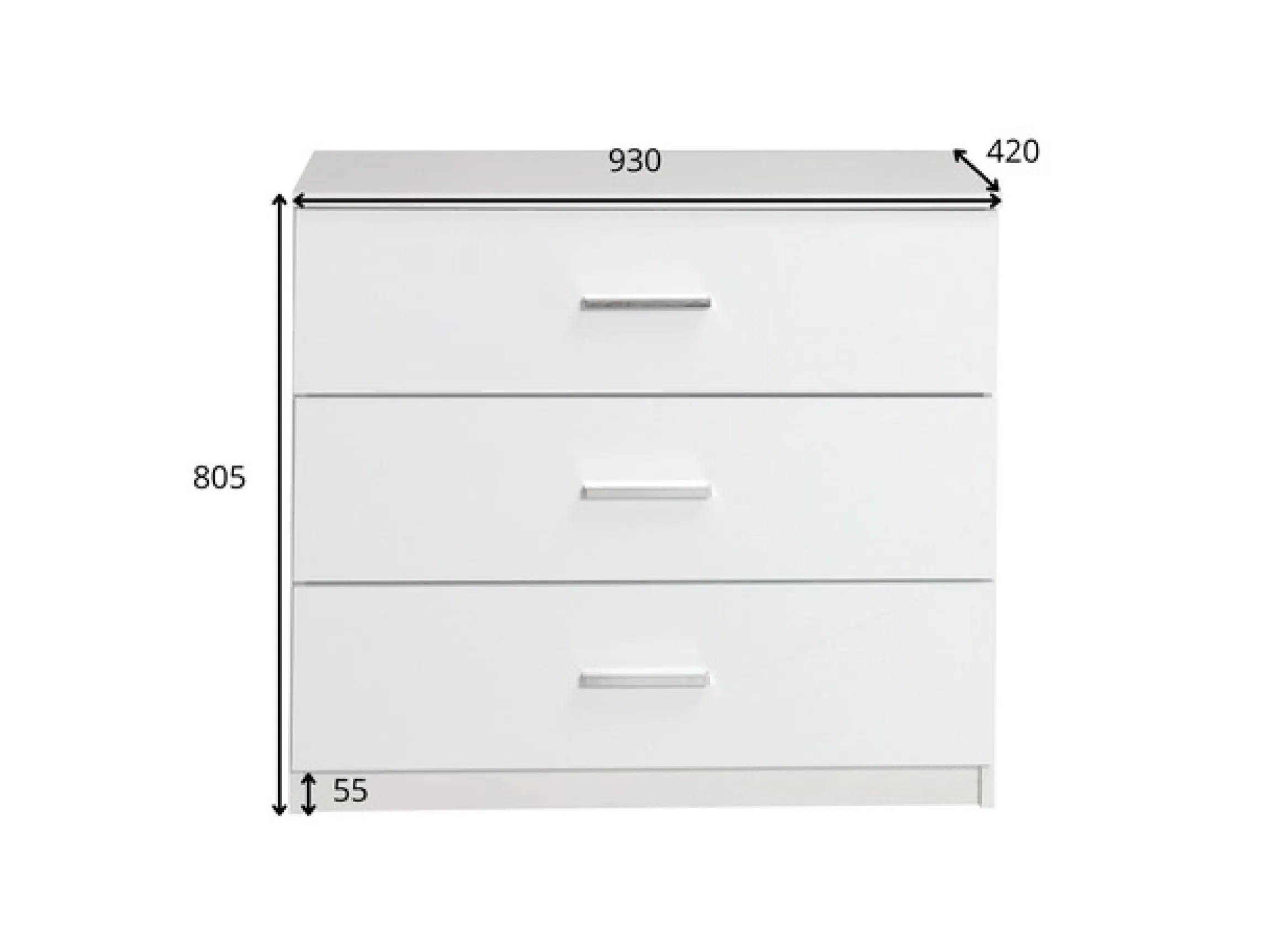 Home affaire Kommode »LANDERY Sideboard mit 3 Schubladen, weiß hochglänzend« Schubladenschrank mit viel Stauraum, Maße B/T/H: 93/42/80,5 cm