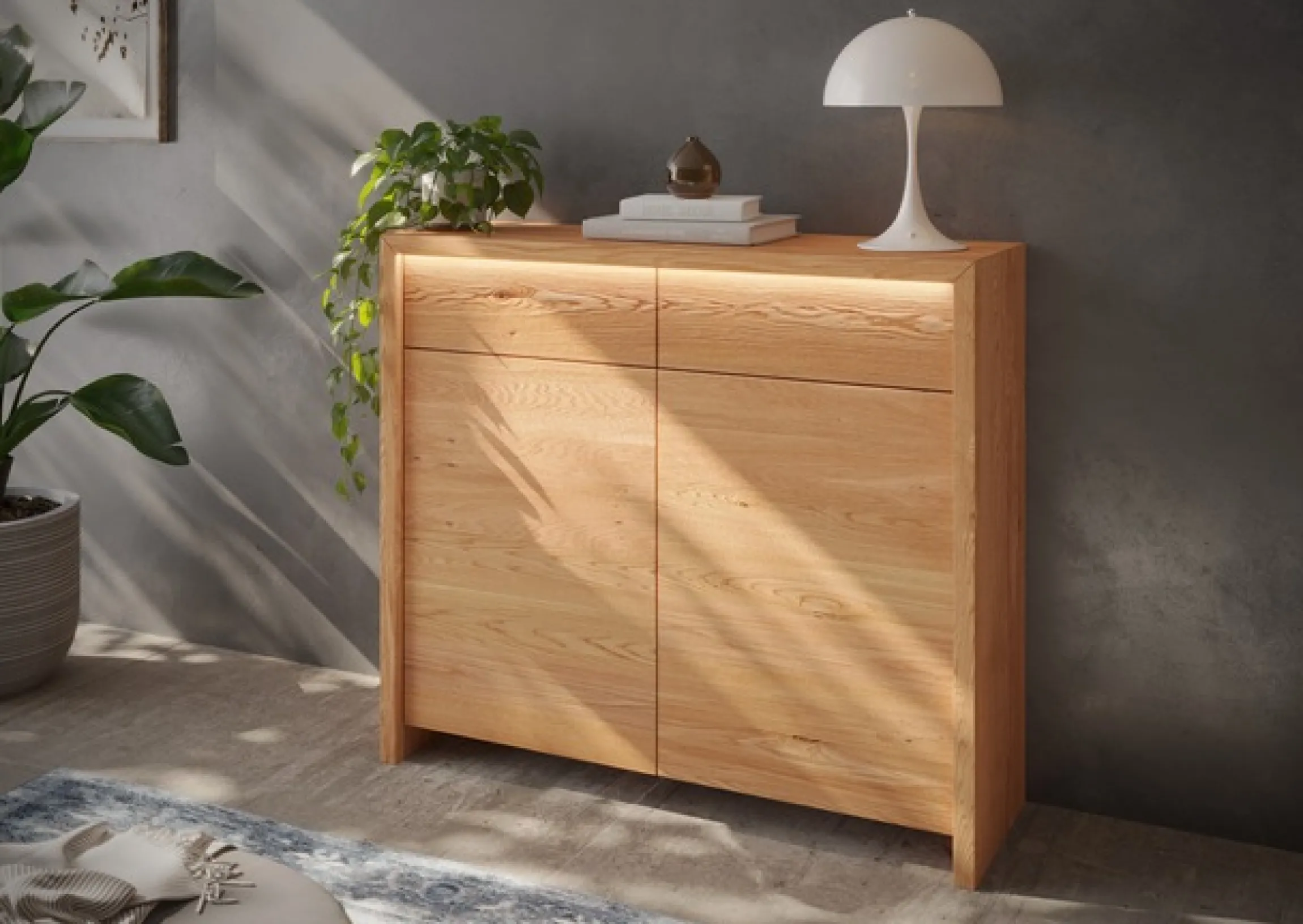 Home affaire Kommode »Léopoldine« Kommode aus Kernbuche, inkl. LED-Beleuchtung