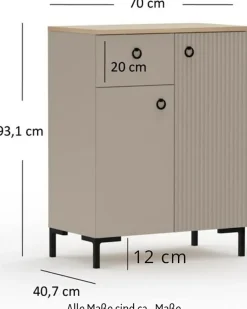 Home affaire Kommode »Luminara« 1 Stk. tlg. Kommode mit Soft-Close und Platz für 5 Schuhpaare - (B/T/H) 70/41/93cm