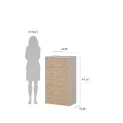 Home affaire Kommode »Maise in Holzoptik mit elegantem Fischgrätmuster« Fischgrätdekorfronten für einen modernen Wohnstil