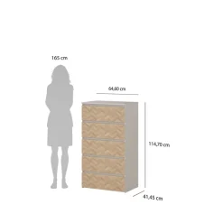 Home affaire Kommode »Maise in Holzoptik mit elegantem Fischgrätmuster« Fischgrätdekorfronten für einen modernen Wohnstil