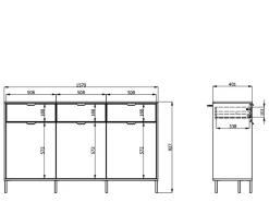 Home affaire Kommode »Mayenne Sideboard, Schubladenschrank, Kommode, Anrichte, Breite 157cm« Wohnzimmermöbel, Schlafzimmermöbel, mit Drehtüren und drei Schubladen