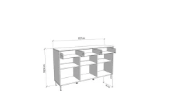 Home affaire Kommode »Mayenne Sideboard, Schubladenschrank, Kommode, Anrichte, Breite 157cm« Wohnzimmermöbel, Schlafzimmermöbel, mit Drehtüren und drei Schubladen