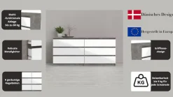 Home affaire Kommode »Naia,6 Schubladen im skandinavischen Design, Breite 158 cm« Viel Stauraum mit griffloser Front, in mehreren Farben