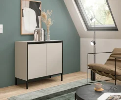 Home affaire Kommode »NORT, Höhe: 92 cm, mit Metall Stabfuß, 2 Türen, 2 Einlegeböden« Anrichte, Sideboard, Schrank, Board, Highboard