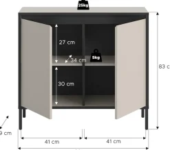 Home affaire Kommode »NORT, Höhe: 92 cm, mit Metall Stabfuß, 2 Türen, 2 Einlegeböden« Anrichte, Sideboard, Schrank, Board, Highboard