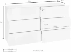 Home affaire Kommode »Onda« Onda, 154 cm breit, Kaschmir, mit 6 Schubladen, Made in Italy