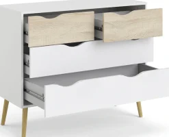 Home affaire Kommode »Oslo, Aufbewahrung, Schubladenschrank, Stauraum« Sideboard mit 4 Schubladen, Vollholzbeine, Breite 99 cm, Höhe 82 cm