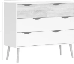 Home affaire Kommode »Oslo, Aufbewahrung, Schubladenschrank, Stauraum« Sideboard mit 4 Schubladen, Vollholzbeine, Breite 99 cm, Höhe 82 cm