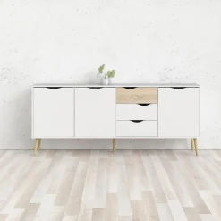 Home affaire Kommode »Oslo, Sideboard, Aufbewahrung, Schubladenschrank, Stauraum« Breite 196 cm, Höhe 82 cm, 3 Türen und 3 Schubladen,