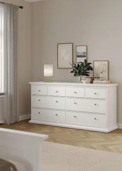 Home affaire Kommode »Paris, Aufbewahrung, Schubladenschrank, Stauraum, mit 8 Schubladen« Landhausstil, Elegant, geräumig, Breite 184 cm, Höhe 87 cm