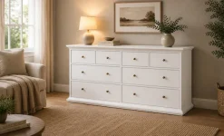 Home affaire Kommode »Paris, Aufbewahrung, Schubladenschrank, Stauraum, mit 8 Schubladen« Landhausstil, Elegant, geräumig, Breite 184 cm, Höhe 87 cm